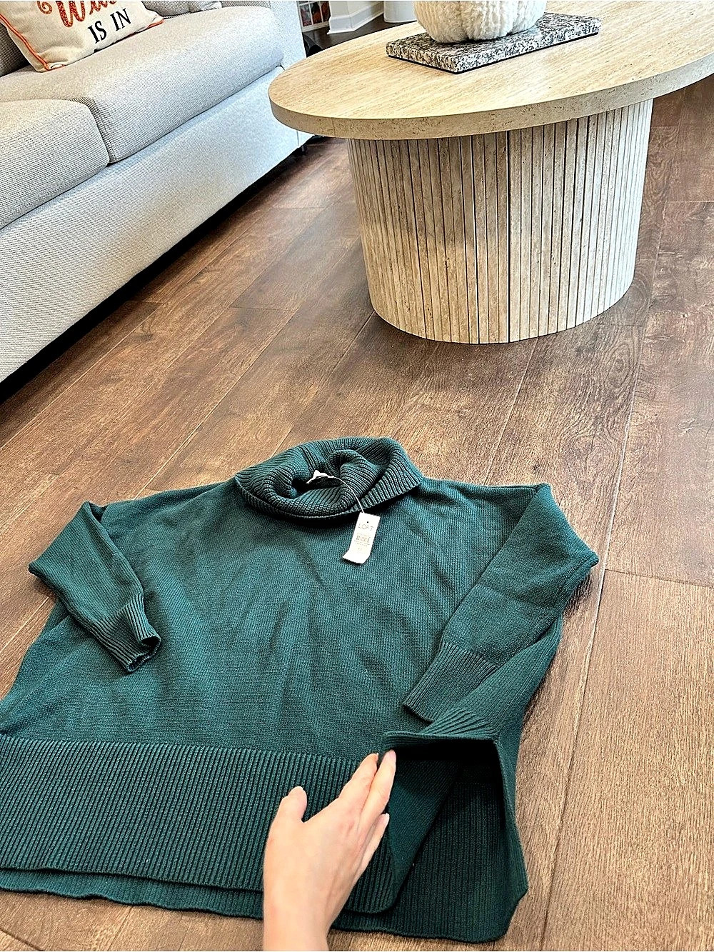 LOFT Cowl Neck Tunic Sweater Green Size Large - Picture 4 of 5